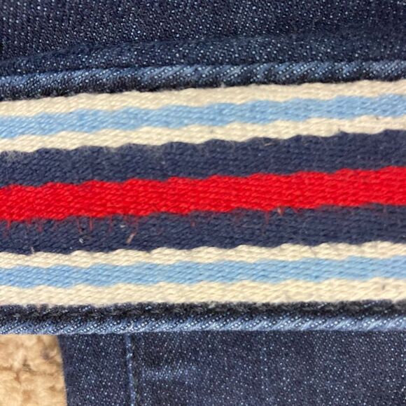 Eddie Bauer curvy crop jeans with Striped Belt Marilyn Monroe vibes runs big - Picture 6 of 8